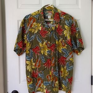 Ukulele print cotton Hawaiian shirt